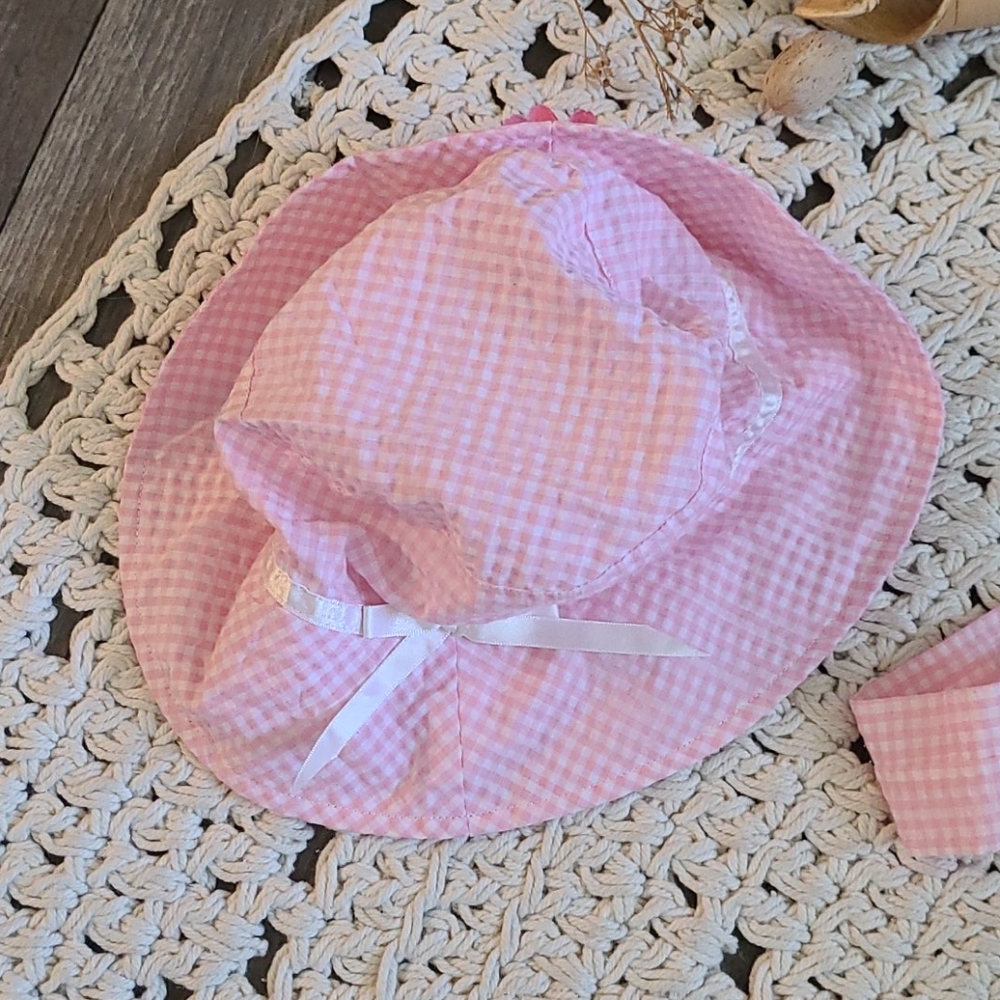 BEAUTIFUL SUMMER 18 MONTHS DRESS / HAT PINK WHITE - Picture 12 of 16